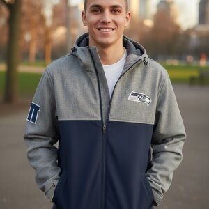 #598 NFL Gray and Navy Windbreaker Jacket